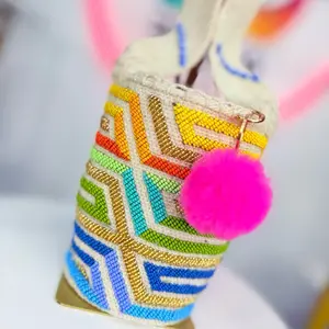 Colorful Beaded Wayuu Kankuama Bag | 8H x 8W x 40 Strap | Handmade Rainbow Artisan