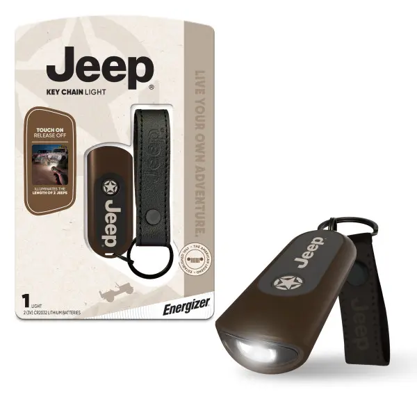Jeep Mini LED Flashlight Keychain With Touch Tech, 25 Lumens, Compact Portable Light with Switchless Control for Any Adventure On or Off Road