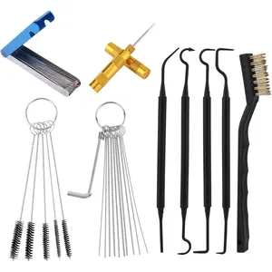 Carburetor Cleaning Kit Including 1 Single-Head Brush 23 Needles 5 Nylon Brushes 4 Cleaning Hooks 1 Hex Wrench for Motorcycles Chainsaws Welding Machines