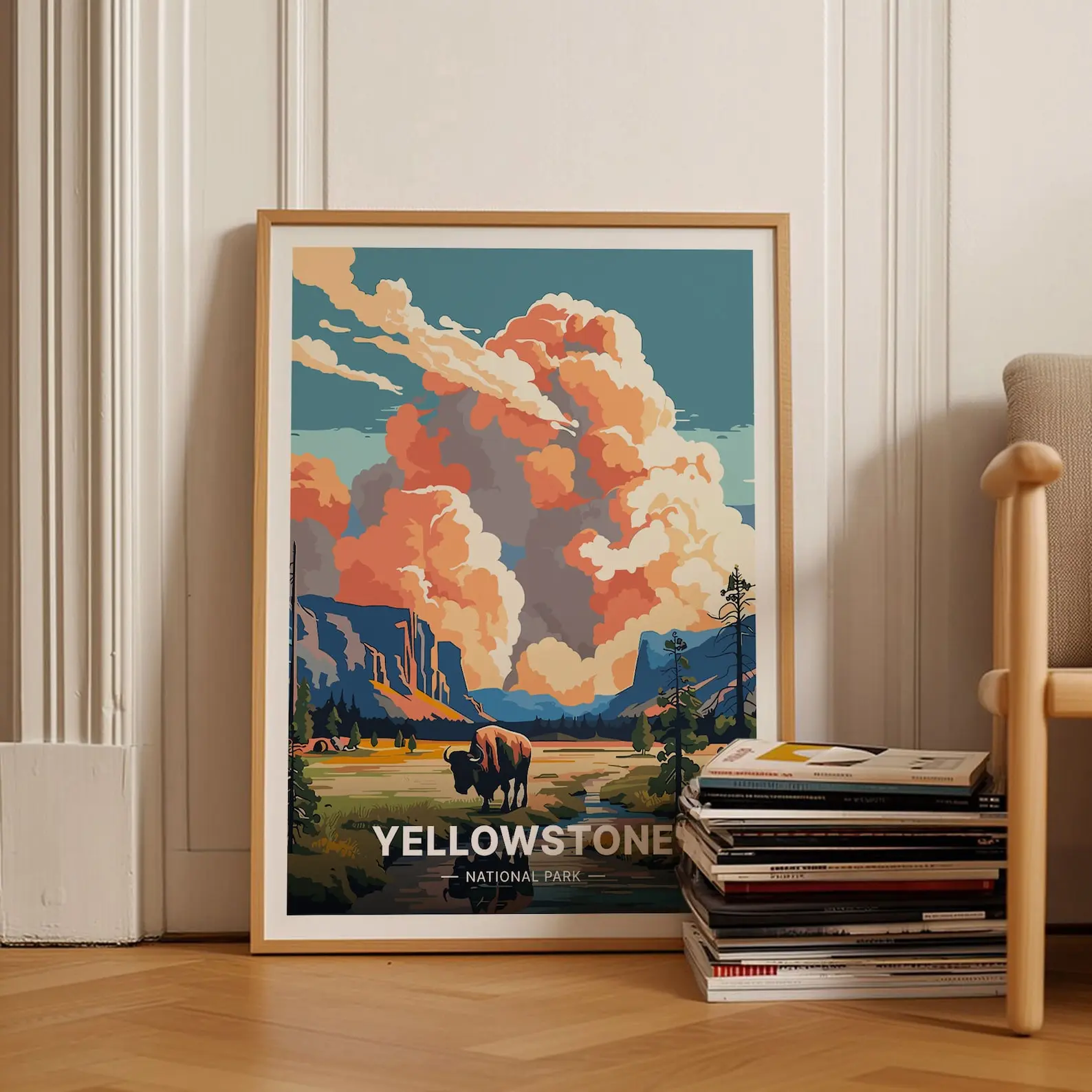 Yellowstone National Park Poster, Wyoming Landscape Wall Art Ingrid