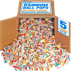 Swirleey Rainbow Lollipops - 5 Pounds - Bulk Lollipops - Individually Wrapped Round Hard Candy Suckers for Kids, Classrooms, Party Favors, Goodie Bags, Piatas, Birthday Candy Buffets