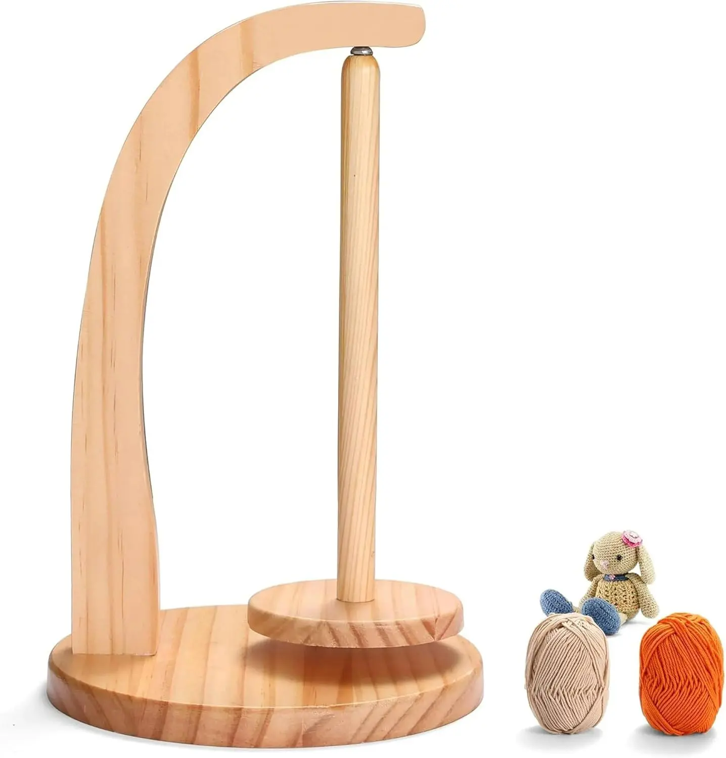 Yarn Holder for Crocheting, Magnetic Rotating Wooden Yarn Spinner, Detachable Easy Assembly Yarn Ball Dispenser, Yarn Storage Organizer, Practical Gift for Knitting Lovers & Craft Moms