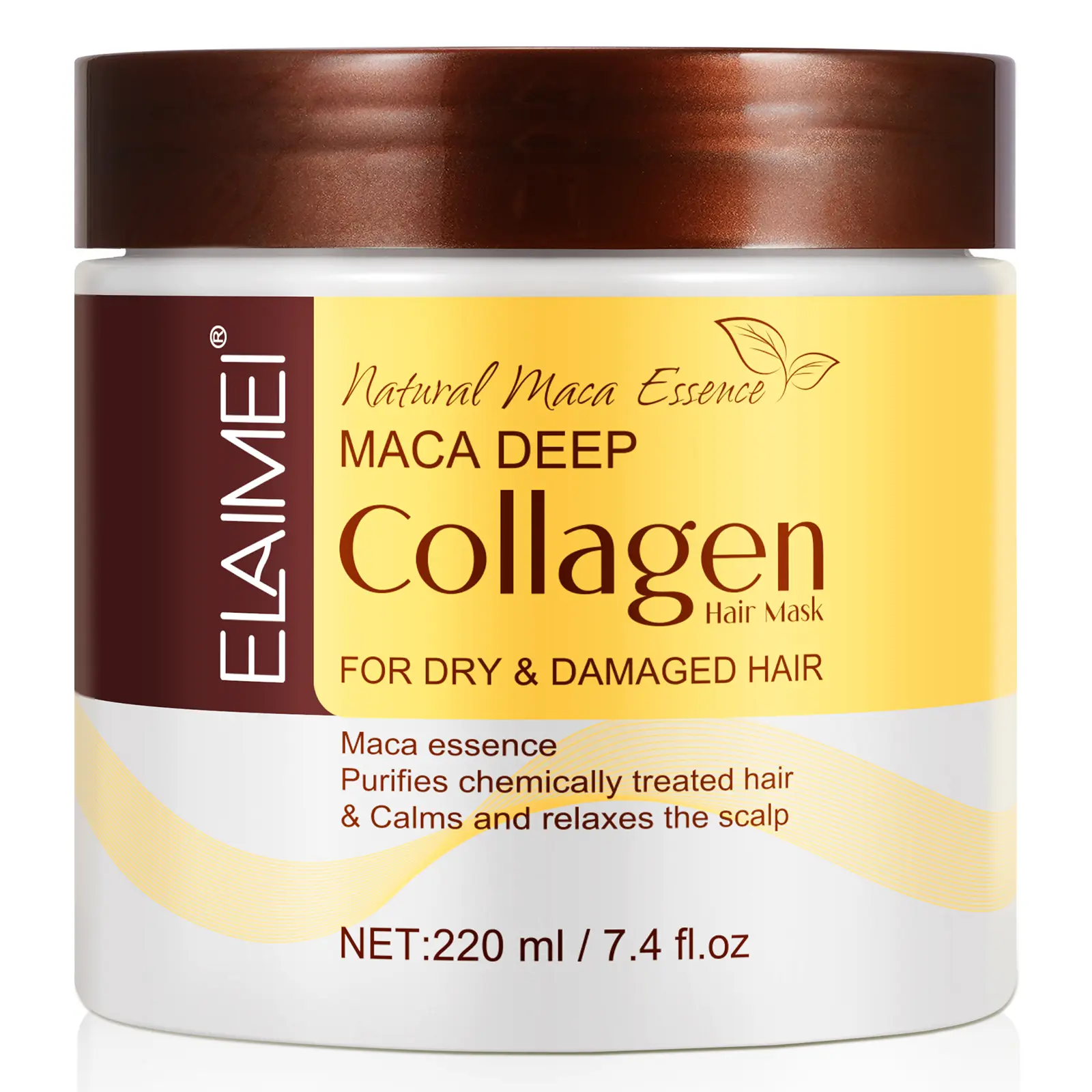 ELAIMEI Collagen Hair Mask, Deep Repair Conditioning Hair Mask Essence for Dry & Damaged Hair, Hydrating, Smooths and Nourishes, Deep Repair Hair Conditioner Mask for All Hair Types (220ml/7.4 FL OZ) Natural