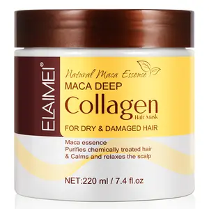 ELAIMEI Collagen Hair Mask, Deep Repair Conditioning Hair Mask Essence for Dry & Damaged Hair, Hydrating, Smooths and Nourishes, Deep Repair Hair Conditioner Mask for All Hair Types (220ml/7.4 FL OZ) Natural
