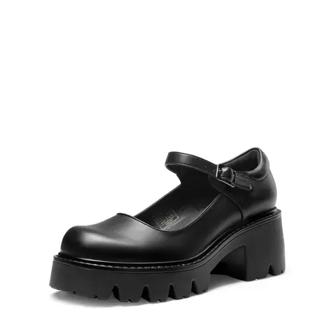 DREAM PAIRS Women's Classic Mary Janes Platform Dress Shoes - Padded Smooth PU, Low Block Heel, Chunky Round Toe, Ankle Buckle Strap, 7.5w Chic Trending Shoes, Comfortable Heels for Women