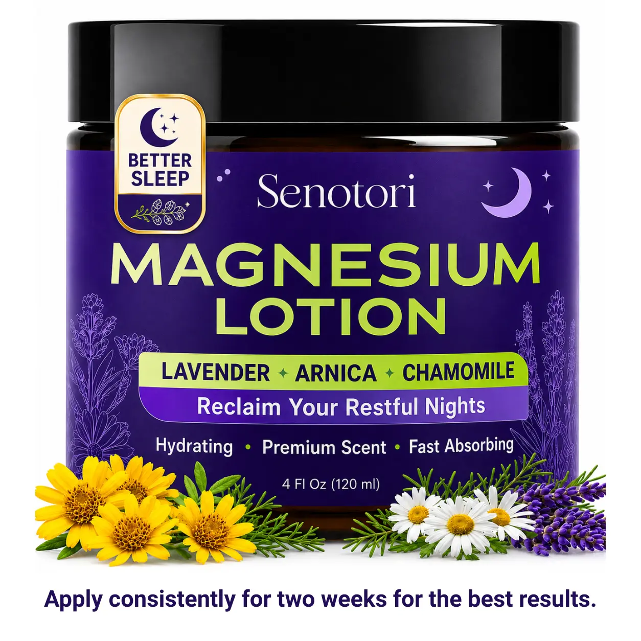 Nighttime Magnesium Lotion for Sleep, Topical Magnesium Cream with Arnica, Lavender & Chamomile, Relaxation, Massage, Post-Workout Recovery & Bedtime Body Care, Relaxing Gifts for Women, Birthdays Gifts for Women