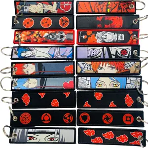 2pcs Anime Character Cool Key Tag Embroidery Key Fobs For Motorcycles Cars Bag Backpack Keychain Fashion Key Ring Souvenir Gifts