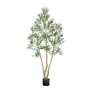 VEVOR 7FT Artificial Olive Tree with Black Pot,  Tall Fake Tree with Natural Wood Trunk & Realistic Green Leaves and Fruits, Indoor Faux Plant for Home, Office, Living Room, Corner Decor