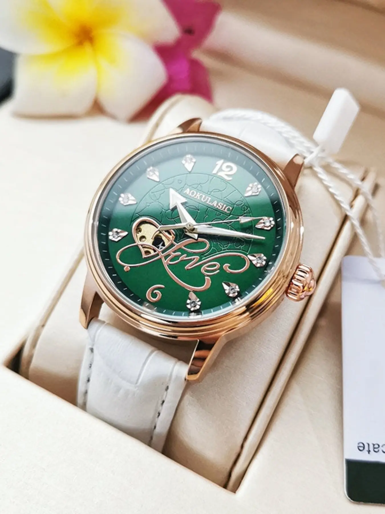 Luxury Business Women's Mechanical Watch, Hollow Design, Heart Love Dial, Elegant Casual Style, Best Gift for Girlfriend/wife