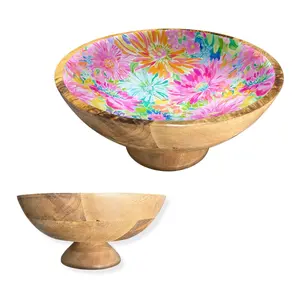 Bright Floral 12" Decorative Pedestal Bowl