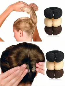 1/3 Piece Donut Hair Styling Maker, 17cm DIY Foam Doughnut Shaper Kit, Hair Accessories for Creative Hairstyles, Heatless Styling Tools