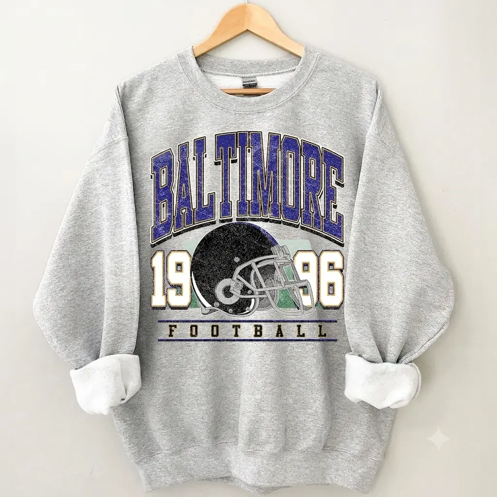 Baltimore Football Vintage Sweatshirt T-Shirt, Retro Baltimore Crewneck,Oversized Football Sweatshirt,Baltimore Football Fan Gift, #Rravens merch DKD