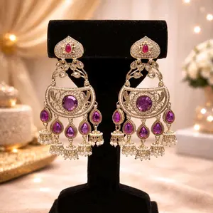 Chandelier statement earrings with 5 mini jhumka detail
