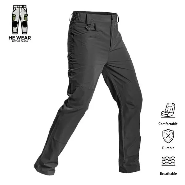 Men's Tactical Plaid Cargo Pants, Lightweight Stretch Multi-Pocket Work Pants for Outdoor Hiking, Wear-Resistant & Breathable, Men's Work Pants, Knit