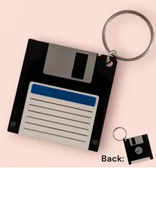 Retro Mini Floppy Disk Keychain IT Gift Tech Office Old School Grad Disc Media Geek Computer Art Accessories