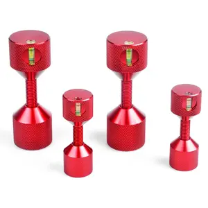 4 count Flange Two Hole Alignment Pins - 1-1/8" and 1-5/8" Detachable Double Pins With Built-in Level - 6061 Aluminum Red