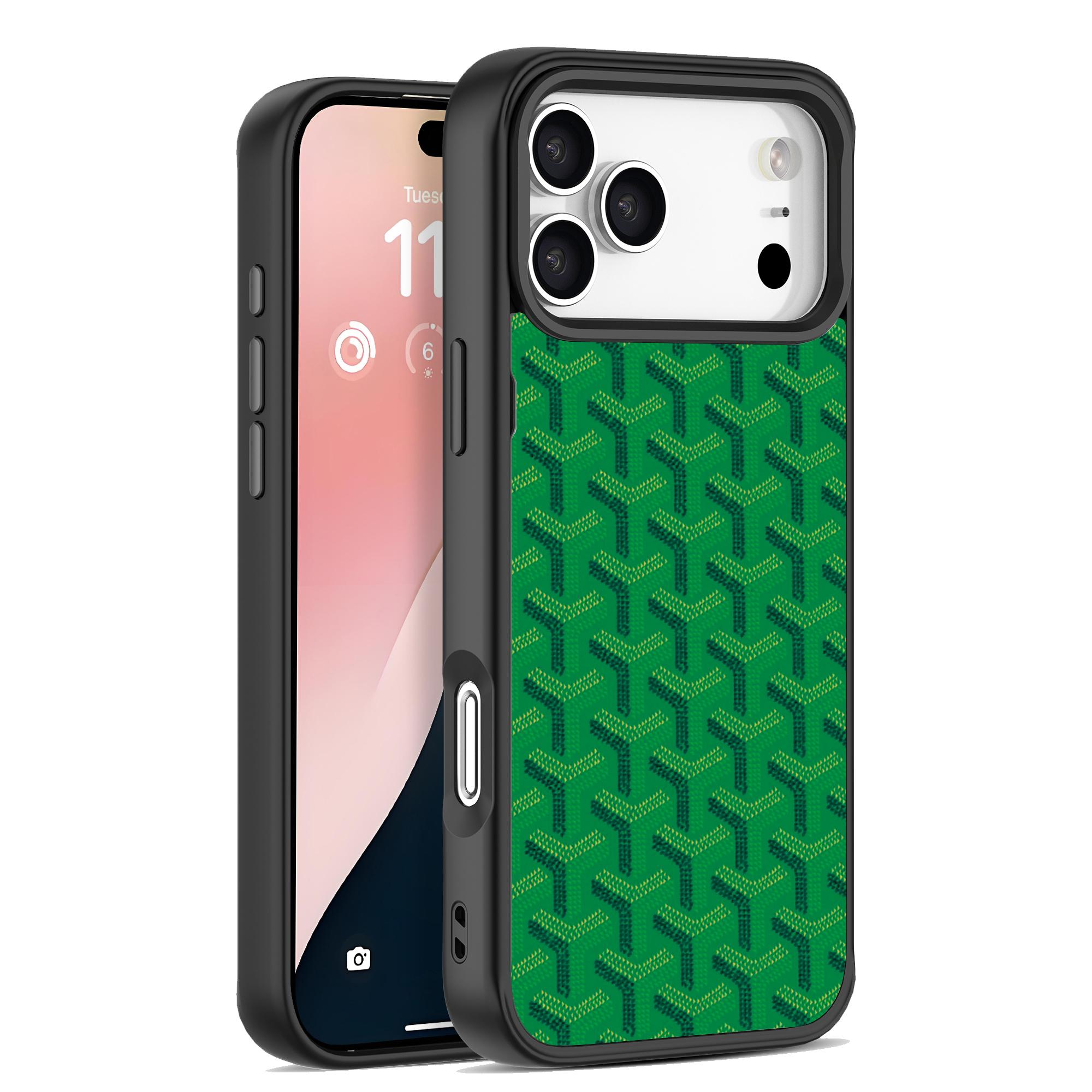 MagSafe Luxury Leather Texture Case for iPhone 17 16 15 14 13 12Pro Max 17 Air | Orange Chevron Pattern, Electroplated Shockproof Protective Phone Cover, Aesthetic Designer Case for Women Men