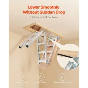 VEVOR Attic Ladder Telescoping, 350 - pound Capacity, 39.37x 23.6, Multi - Purpose Aluminium Extension, Lightweight and Portable, Fits 9.8' - 10.5' Ceiling Heights, Convenient Access to Your Attic StandaVEVOR Super Brand Day