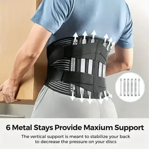 Portable Back Waist Support Belt, Adjustable Elastic Dual Strap Design, Breathable Mesh Fabric, Daily Waist and Back Care Massage, Lumbar Brace