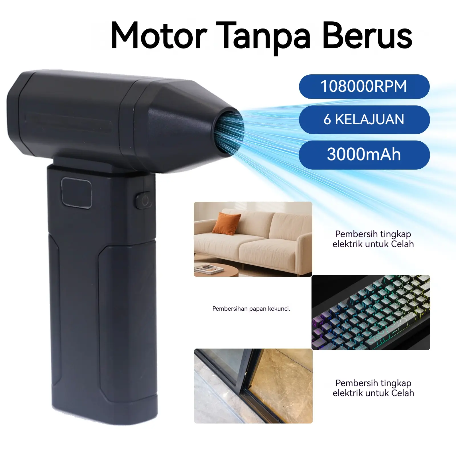 High-Speed Rechargeable Turbo Jet Fan Portable for Home Office Travel Outdoor Use