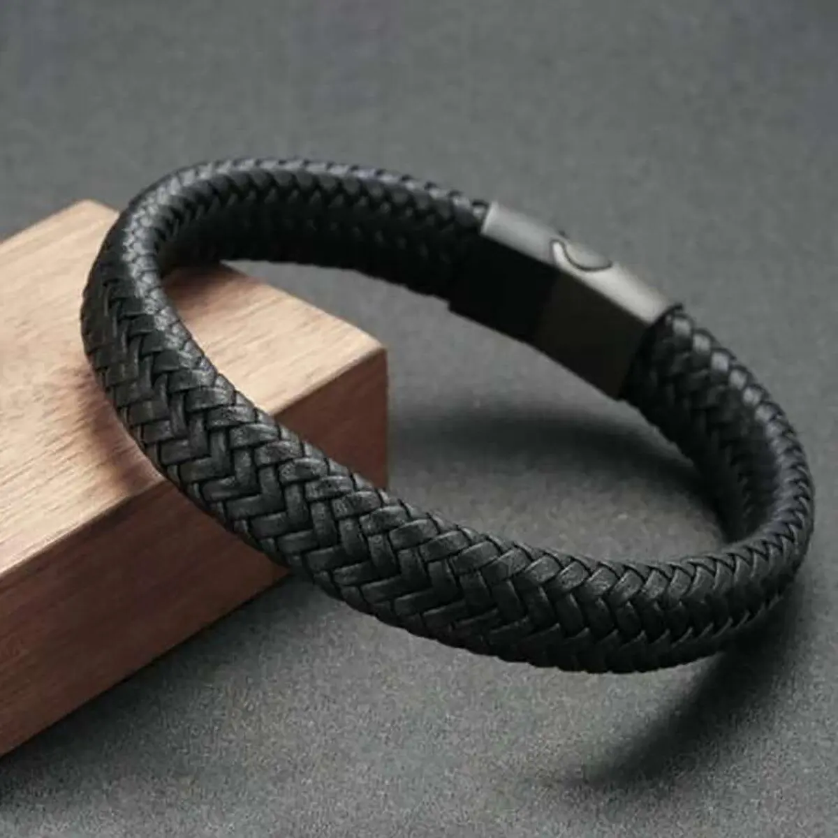 Black PU Leather Magnetic Bracelet Men's Mature and Stable and Elegant Giving Men The  for Men