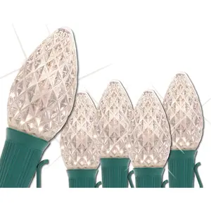 25' Warm White Opticore LED C7 Commercial Christmas Twinkle Lights – LED Christmas Twinkle String Lights, Outdoor Christmas Holiday Lights; Green Wire (25 Lights) Wintergreen Lighting