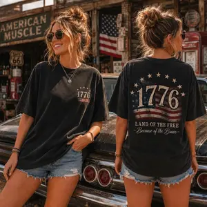 Comfort Colors 1776 Shirt, Land of the Free, Front and Back Print, 1776 Patriotic Tee, Vintage 4th of July, Distressed USA Flag Shirt, Trending 4th of July Day Tee, Comfortable Menswear & Womenswear Top, Perfect Gift For Men and Women, Ju15