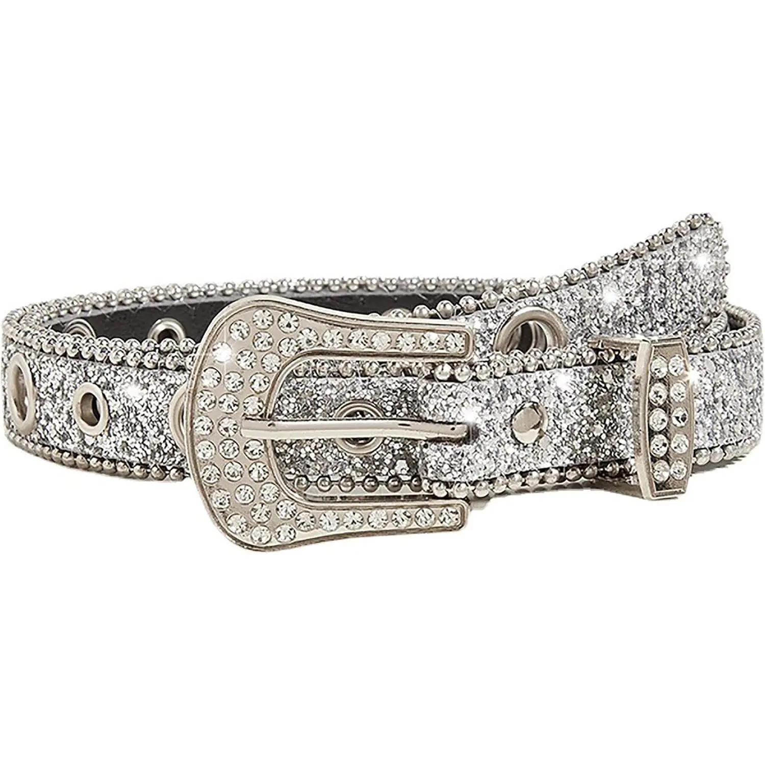 Rhinestone-Belt Women,Western Cowgirl Cowboys Bling Studded Diamond Belt