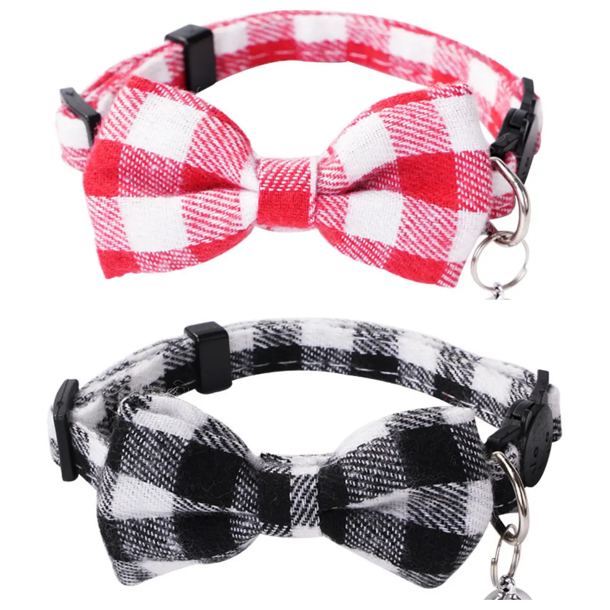 Pink + black plaid collar