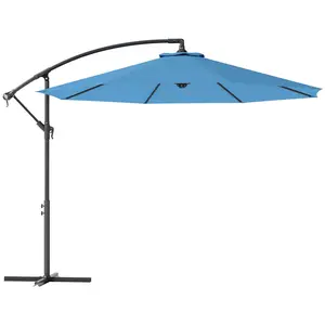 Outsunny 10' Cantilever Hanging Tilt Offset Patio Umbrella with UV & Water Fighting Material and Cross Base (Weight Not Included), Blue