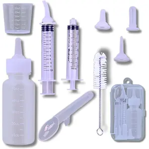 Newborn Kitten & Puppy Feeding Kit, 50ml Nursing Bottle & Syringe Set with Soft Silicone Nipples, Oral Dosing Syringe & Medicine Dispenser, BPA-Free Nursing Supplies for Cats, Dogs, Rabbits, Squirrels