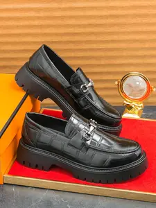 Men's Business Fashion Round Toe Slip-on Loafers, 2024 New Style Casual Comfortable Platform Loafers for Daily Wear, Lightweight Breathable Shoes for All Seasons Flatform