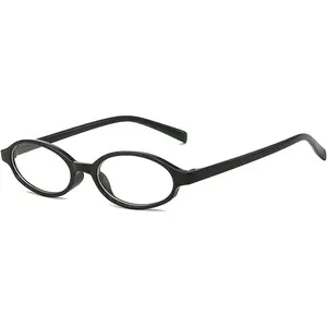 1pc Women Retro Oval Anti Blue Light Glasses, 90s Vintage Small Face Frame, Trendy Non-Prescription Eyeglasses for Daily Styling