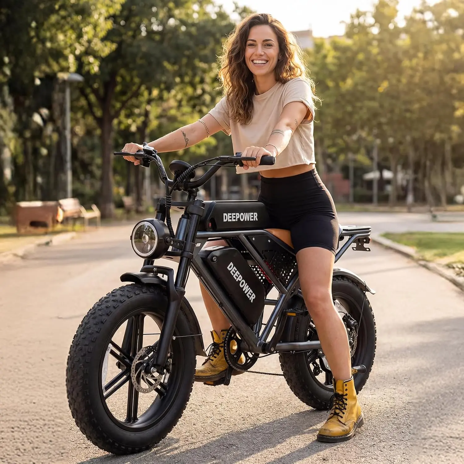 【2026 Deepower】Electric Bike for Adults,750W  power&28MPH Electric Dirt Bike,48V 20AH/35AH/60AH Battery,70-160 Max Miles,Dual Suspension Ebikes for Adults,20" Fat Tire E Bike