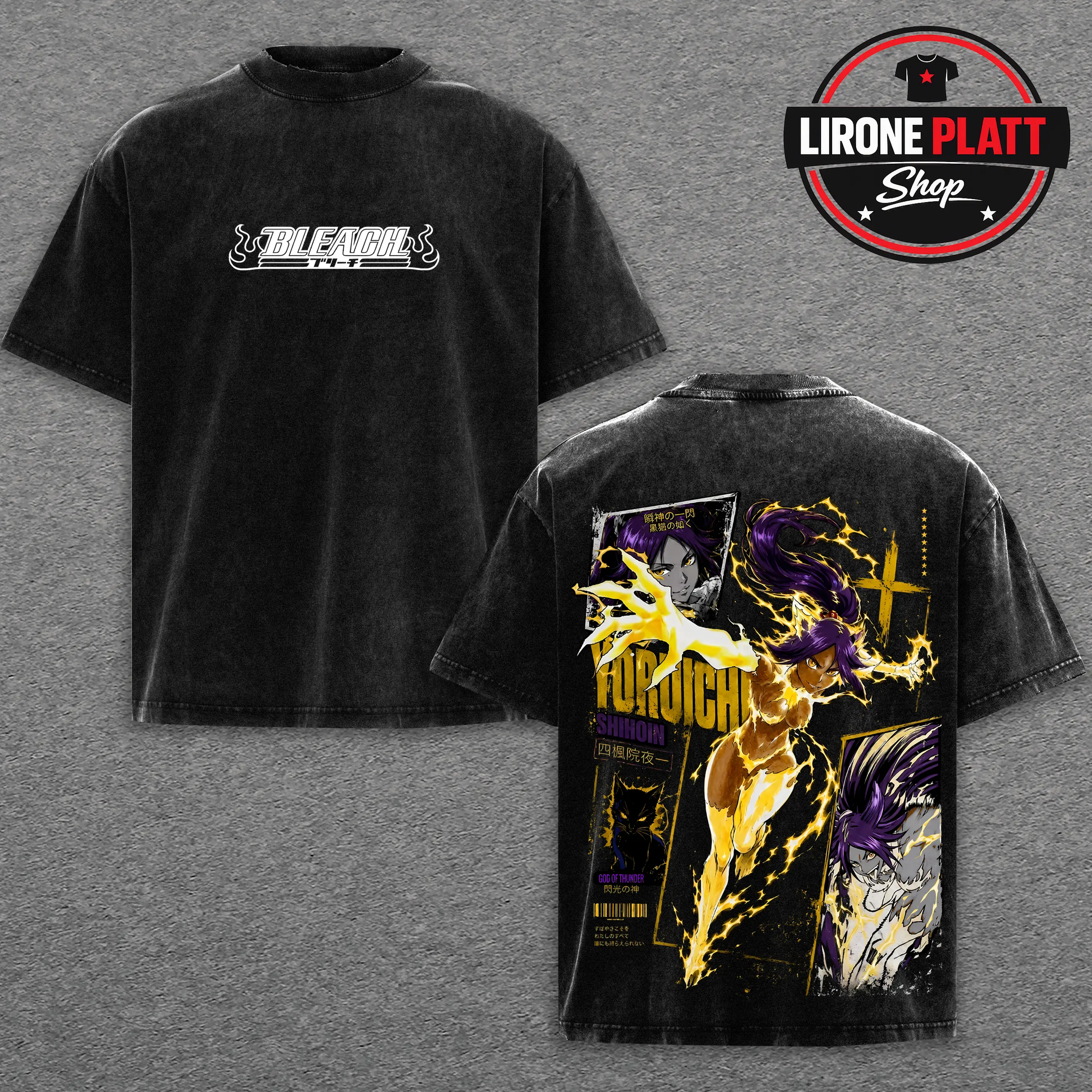 Y2K Bleach Yoruichi Anime Graphic Tee | Premium Wash C1717 Comfort Colors T-Shirt | Vintage 90s Streetwear Trendy Unisex Cotton Distressed Men's T Shirts
