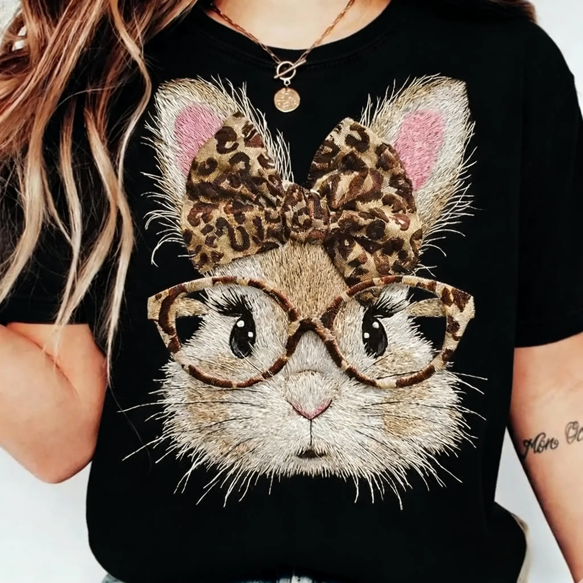 Comfort Colors Happy Easter Bunny T-shirt, Retro Leopard Bunny, Coquette Easter Bunny Tee, Easter Sunday Tshirt, Trendy Easter Day Tee