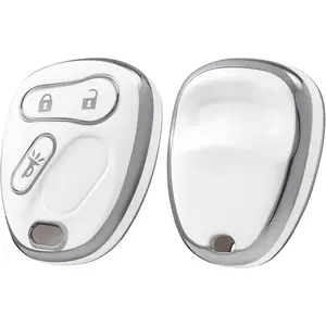Key Fob Cover for Chevy, Premium Soft Key Fob Case Compatible with 2000-2007 Chevrolet Silverado Avalanche Equinox Suburban S10 Tahoe Trailblazer GMC Envoy Sierra Yukon Buick Rainier(White)