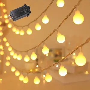 1pc Globe String Lights, 32.8FT/100LED, 49.2FT/150LED, 98.4FT/200LED, 8 Modes Fairy Plug In Indoor String Lights For Bedroom, Classroom, Party, Wedding-Warm White