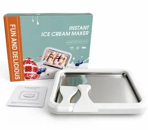 Instant Ice Cream Maker, Rolled Ice Cream Maker, Ice Cream Machine, Food Grade Stainless Steel Soft Serve Ice Cream Roll Machine, Perfect for Frozen Yogurt, Homemade Dessert, Home Use – White
