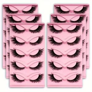 Cat Eye Strip Lashes, D Curl Wispy Dramatic Reusable False Eyelashes, 3 Packs (15 Pairs Total) for Daily Use, Beauty Makeup Accessory (Glue Required) - Ideal Gift Option