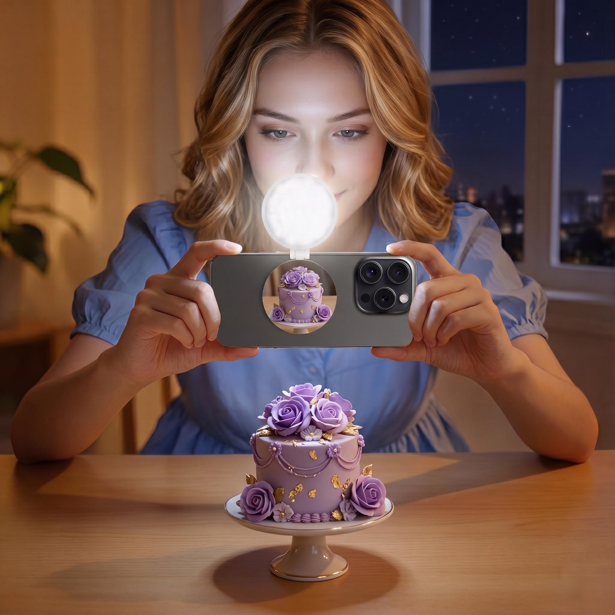 Summervibes MagSafe Magnetic Mirror Selfie Light , 360° LED Ring Light, Portable Rechargeable with Mirror & Phone Stand, 3 Light Modes, Adjustable Brightness, Compact Makeup Mirror Summervibes MagSafe Magnetic Mirror Selfie Light , 360° LED Ring Light, Portable Rechargeable with Mirror & Phone Stand, 3 Light Modes, Adjustable Brightness, Compact Makeup Mirror