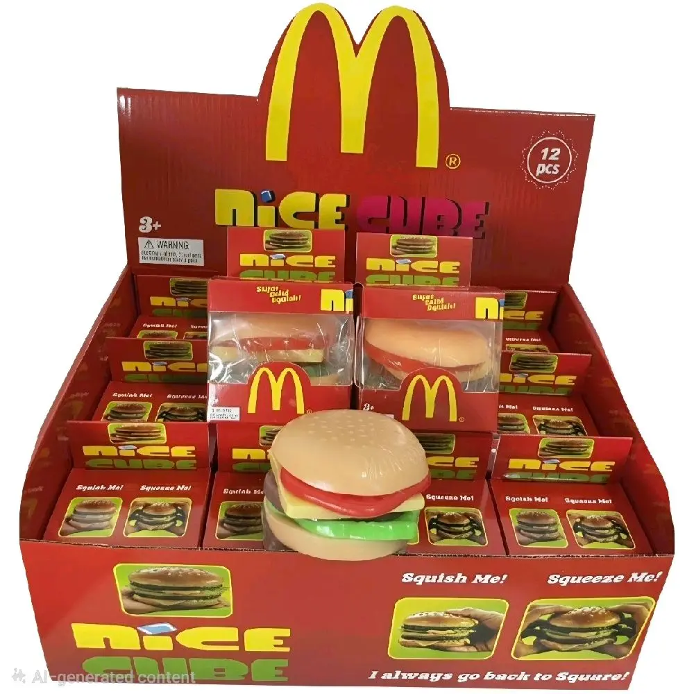 Viral Super Solid Burger Squishy, Stress Relief Fidget squishy for all ( SOME BOXES ARE DAMAGED BUT PRODUCT IS INTACT!)