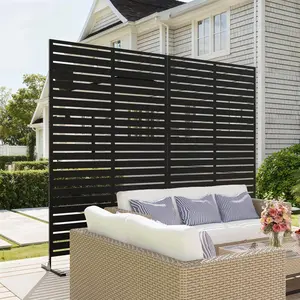 Outdoor Metal Privacy Screen, Freestanding Decorative Privacy Screen & Panels with Stable Stand, Patio Metal Screen Panel for Garden Yard Balcony Deck