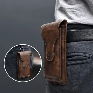 6.5-Inch Faux Leather Phone Waist Bag with Dual Compartments Silicone Case