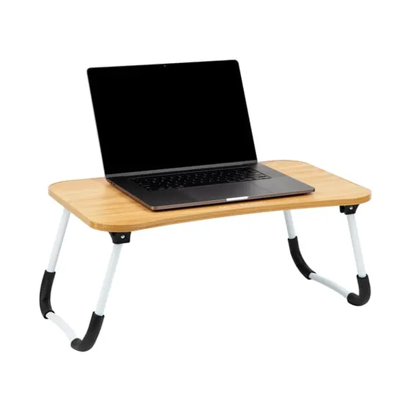 Foldable Bed Tray Table, Portable Lap Desk with Phone Holder & Cup Holder
