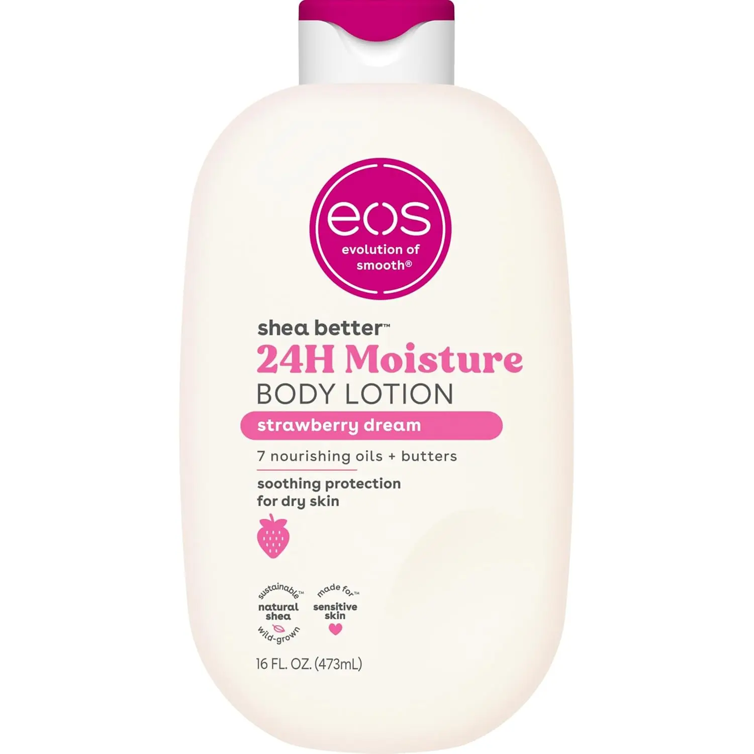 Shea Better Body Lotion Strawberry Dream, 24-Hour Moisture Skin Care, Lightweight & Non-Greasy, Natural Shea, Vegan, Strawberry Body Lotion, 16 fl oz