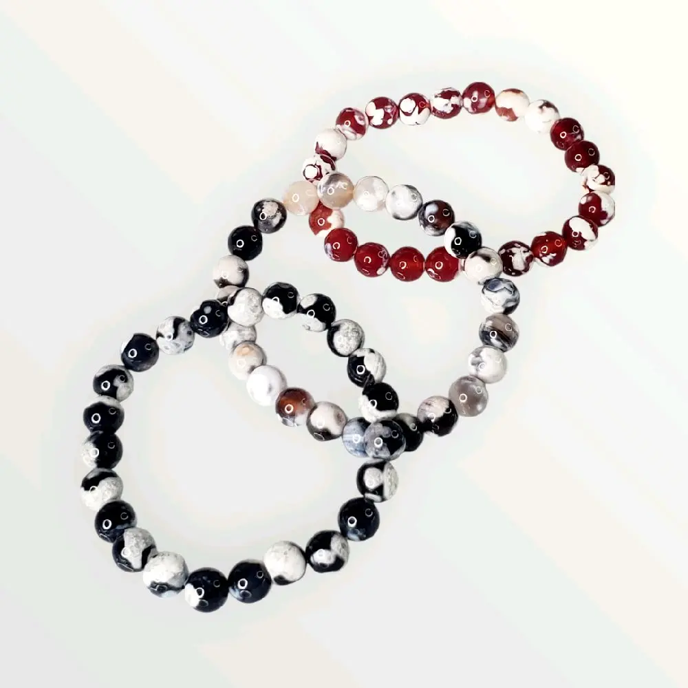Orca Agate Crystal Bracelet 8-10MM Stretchy Ocean Energy Calming Healing Emotional Communication Self-Expression Peace Protection