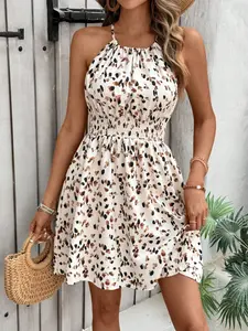 Women's Printed Off-Shoulder Sleeveless Fashion Dress, Casual Chic Fitted, Stylish and Trendy Design, Perfect for Summer Casual Wear, Comfortable and Chic Look