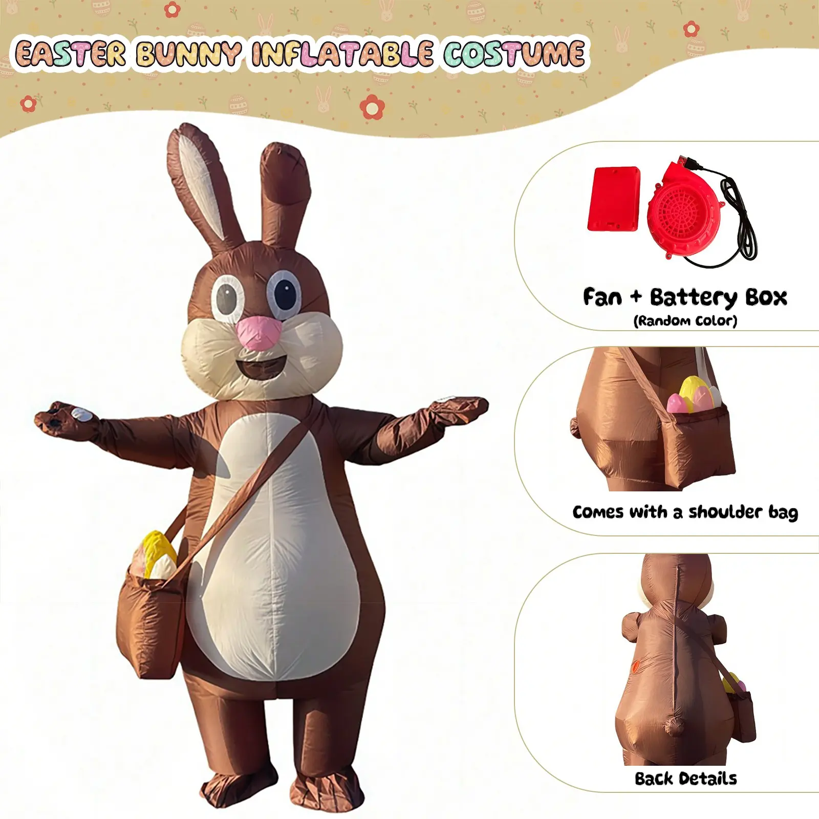 Adult Inflatable Puppet Costume, Daily Festive Party Cosplay Rabbit, Perfect for Halloween & Festivals, Comfortable Fit Design