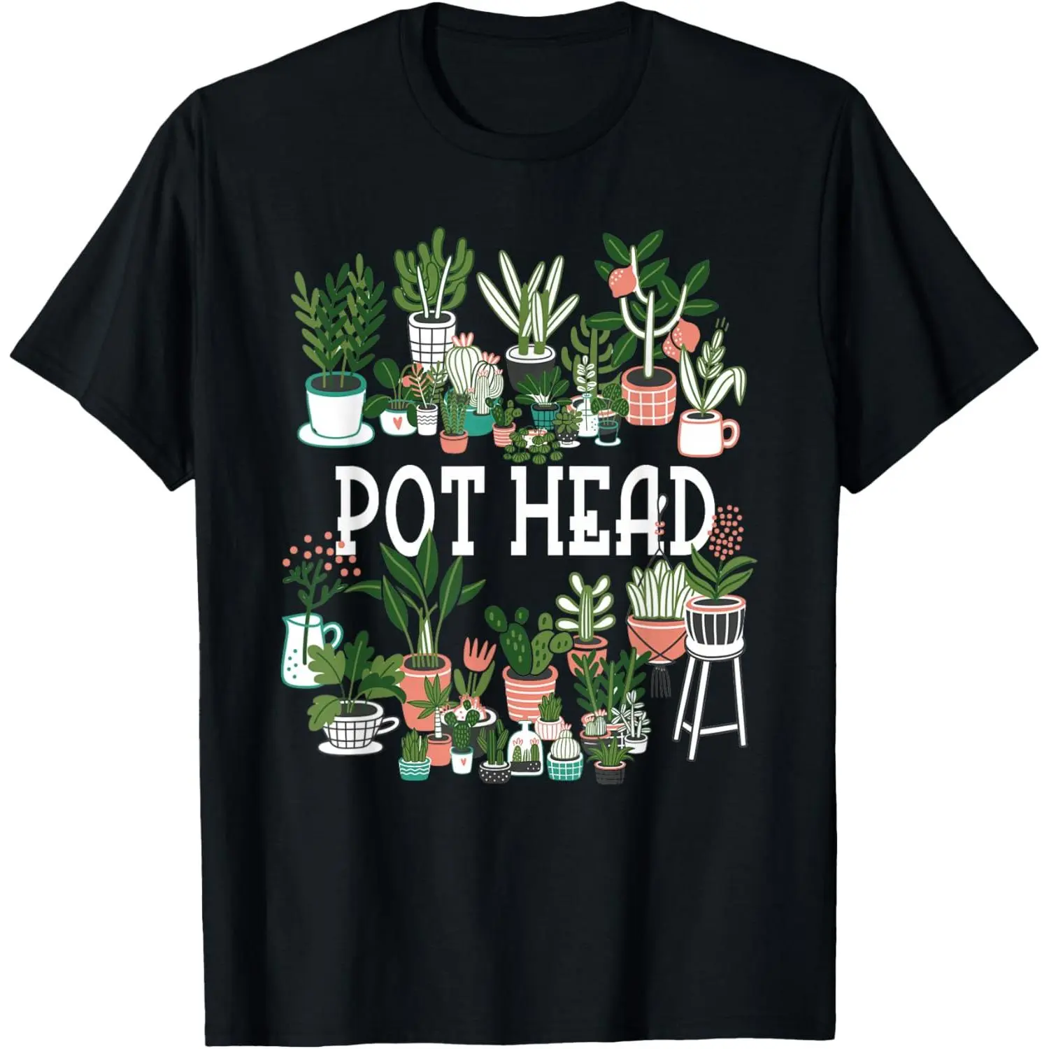 [100% Cotton] Plant Lover and Gardener: Pot Head Succulent Short Sleeve T-Shirt Crewneck Bottoms